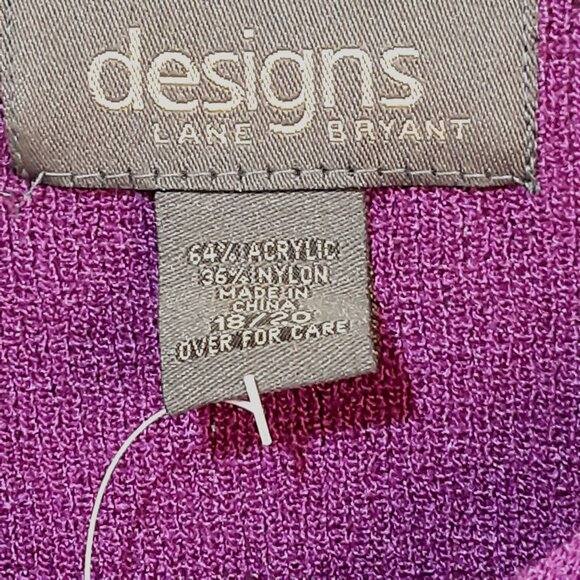 Lane Bryant Purple V-Neck Knit Top Women 18/20 Acrylic Short Sleeve Tunic NEW - Picture 5 of 5